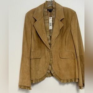 NET $1298. Ellen Tracy Tan Women's Suede Blazer Notched Lapel size 18